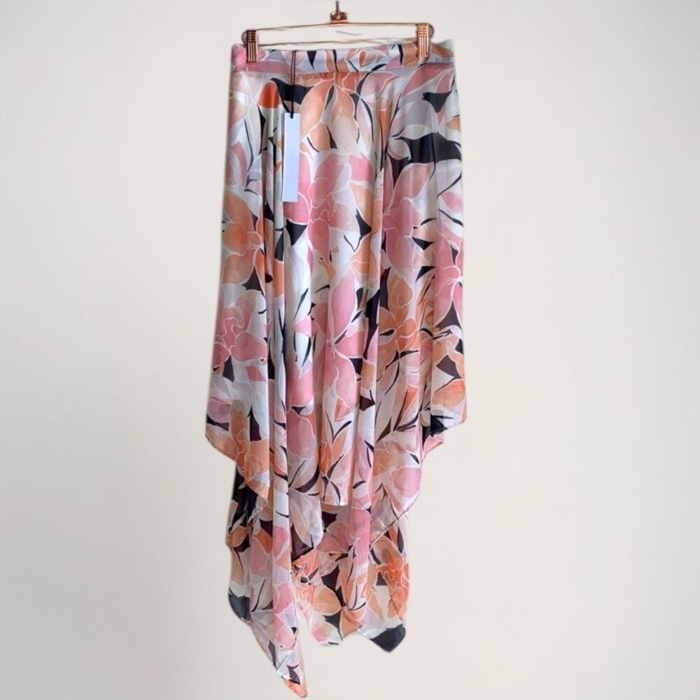 NWT Zoey & Leelo Asymmetrical Maxi Skirt Size XL Floral Chiffon Cottage Romantic - Picture 7 of 16